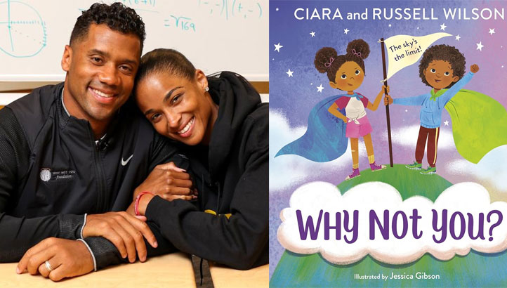 Ciara and Russell Wilson smiling together, co-authors of the children’s book Why Not You?