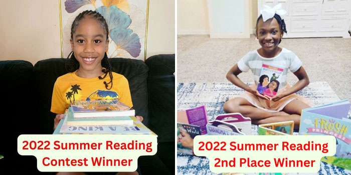 2022 Summer Reading Contest Winner Marquis Ramnon and 2nd Place Winner Morgan
